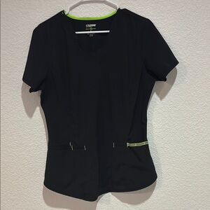Scrubstar Women's Top Black with Green Accents